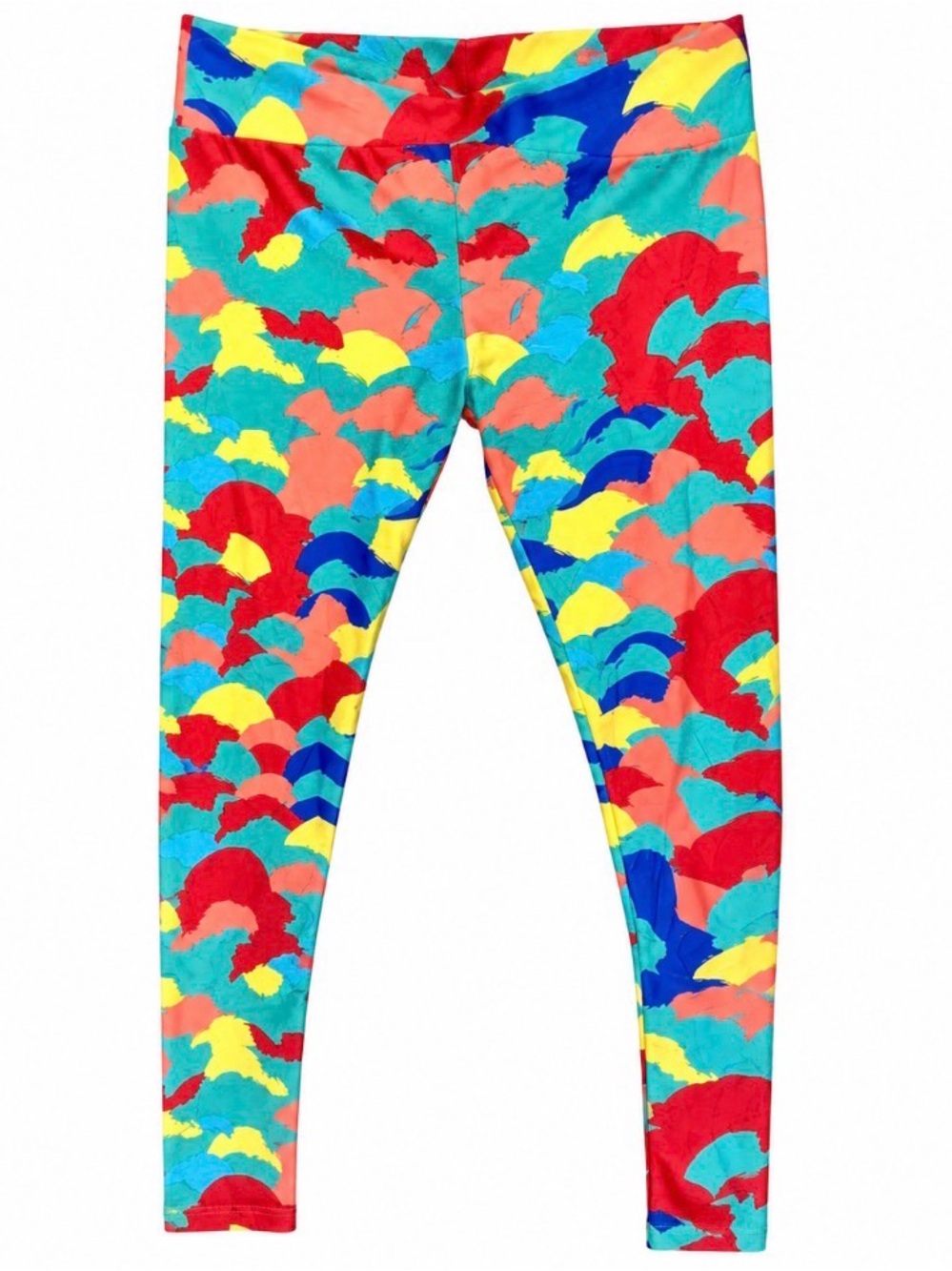 NWT LuLaRoe Multicolor Abstract Print Leggings in Red, Blue, Yellow, Teal